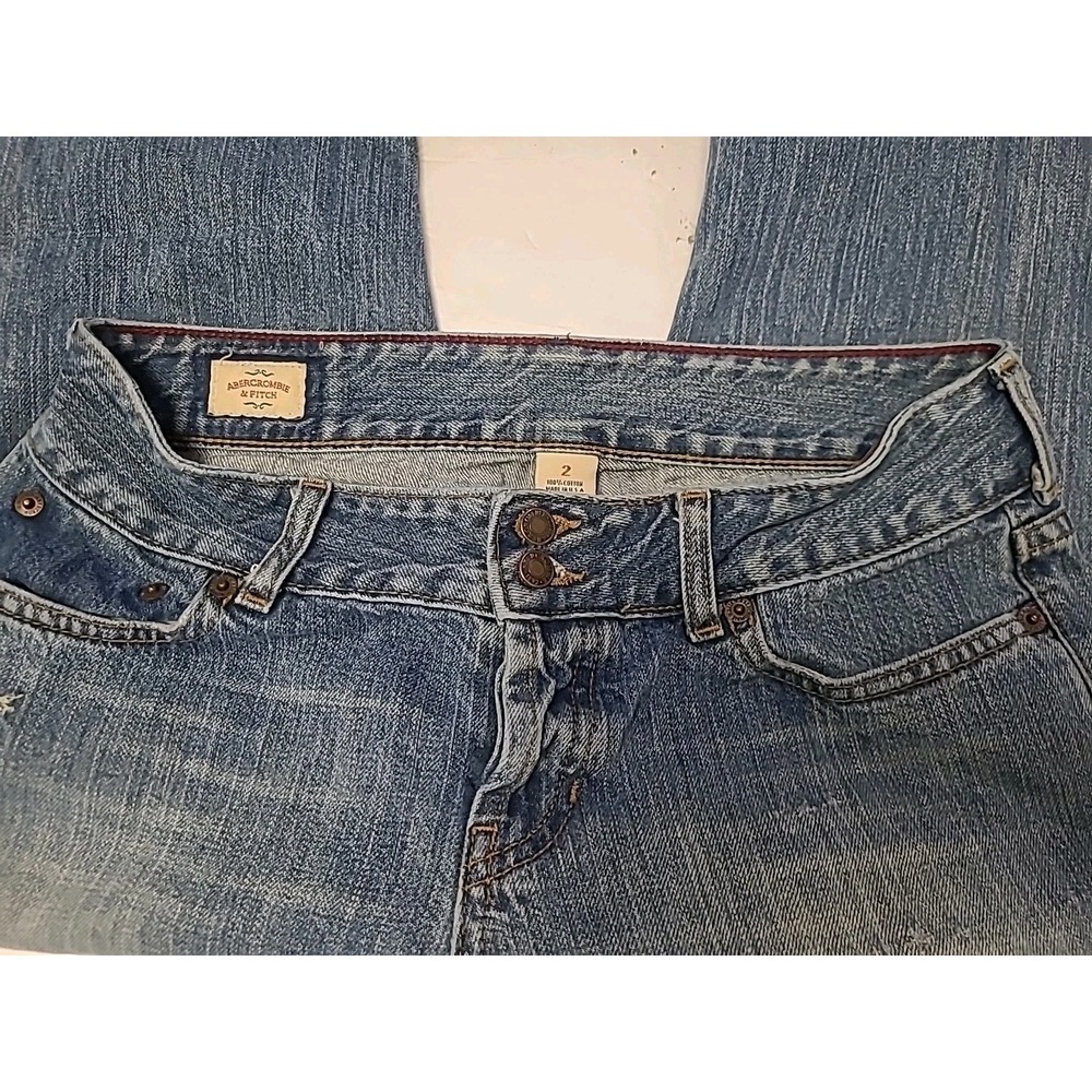 Vtg abercrombie‎ & fitch women's bootcut distressed low rise button Fly Jean's
